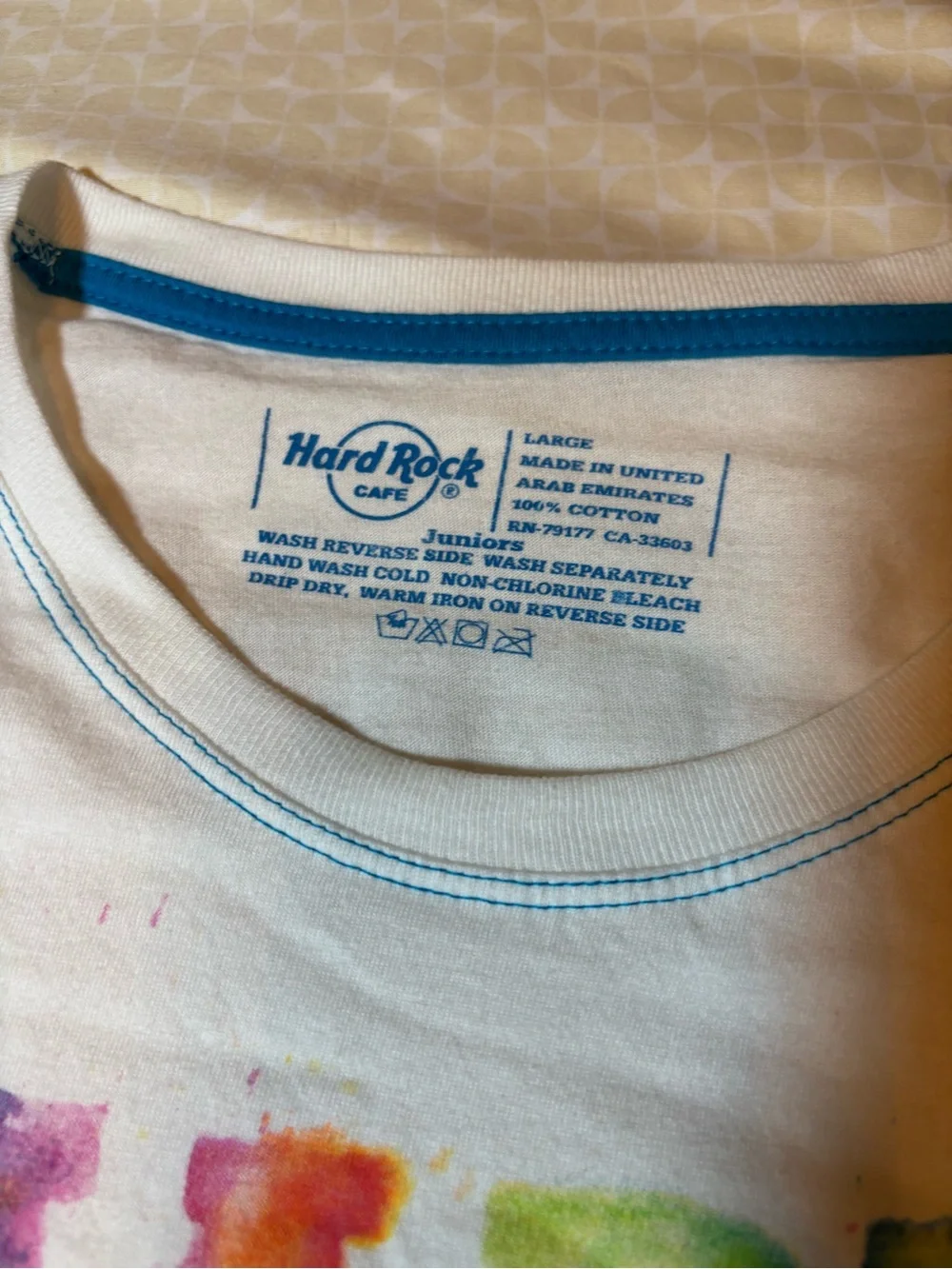 268. Hard Rock Cafe Venice T-Shirt with Rainbow Watercolor Logo, NWT, Size Jr L - Picture 2 of 7